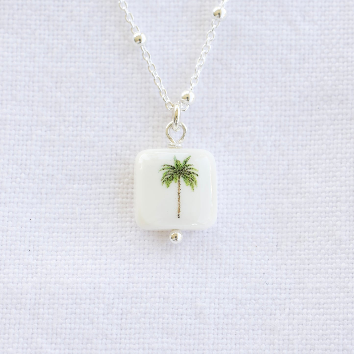 California Palm tree on sterling silver ball chain