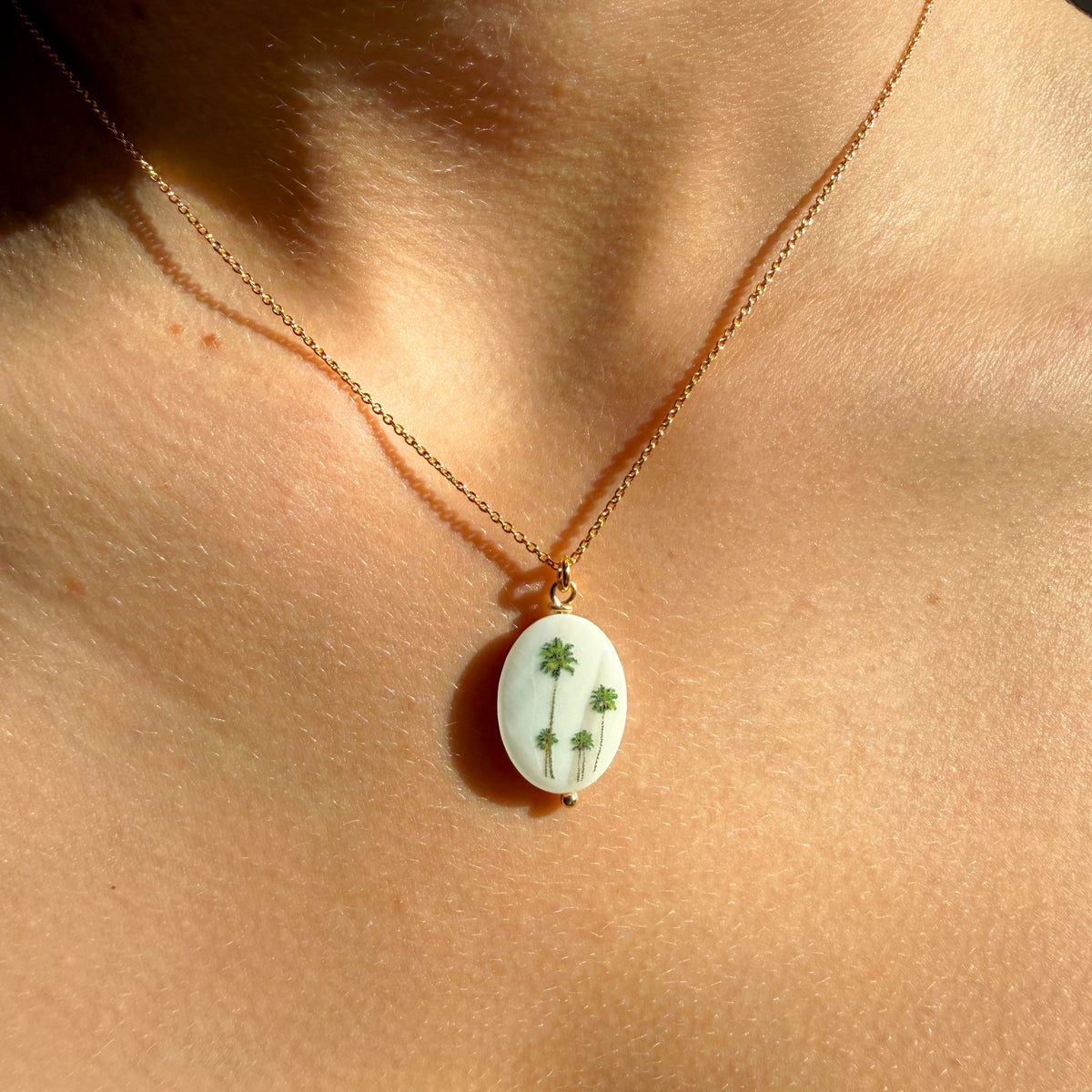 Palm Trees necklace 24k Gold Plated Sterling Silver