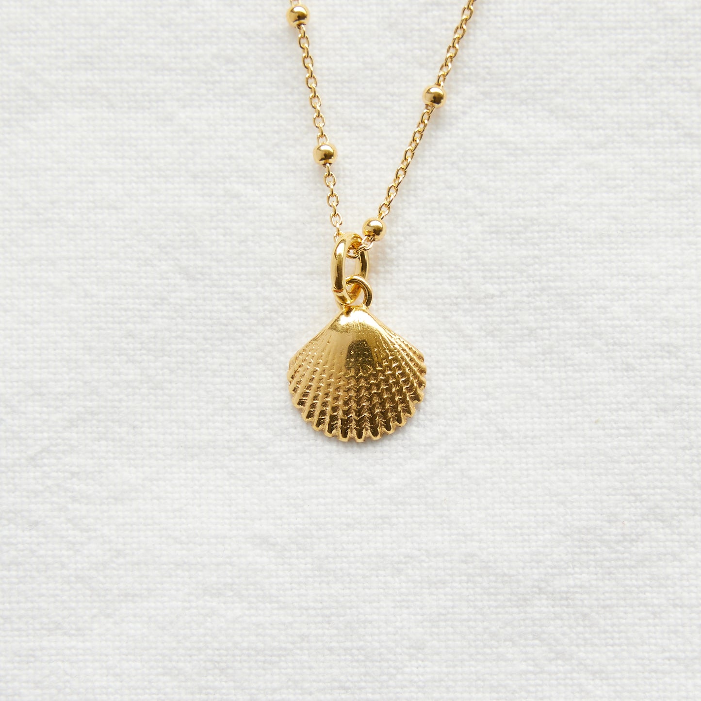 Seashell ball chain 24k Gold Plated sterling silver