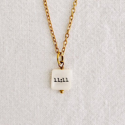 11:11 Mother of pearl 18K Gold plated necklace