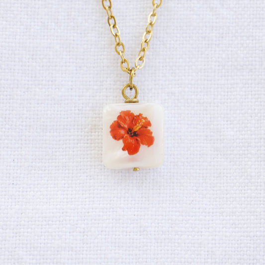 Hibiscus Flower Necklace Gold Plated