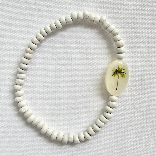 White wooden bracelet with California palm