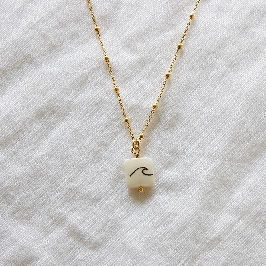 Wave pendant on 24k Gold plated sterling silver ball chain