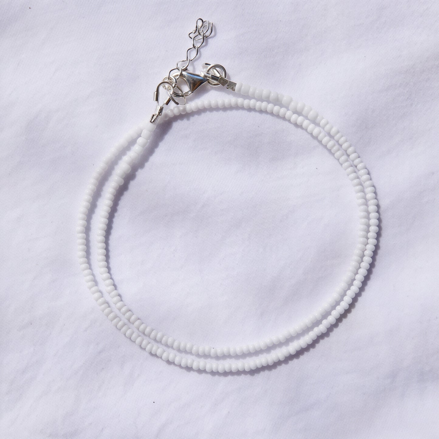 White Glass Beaded Necklace