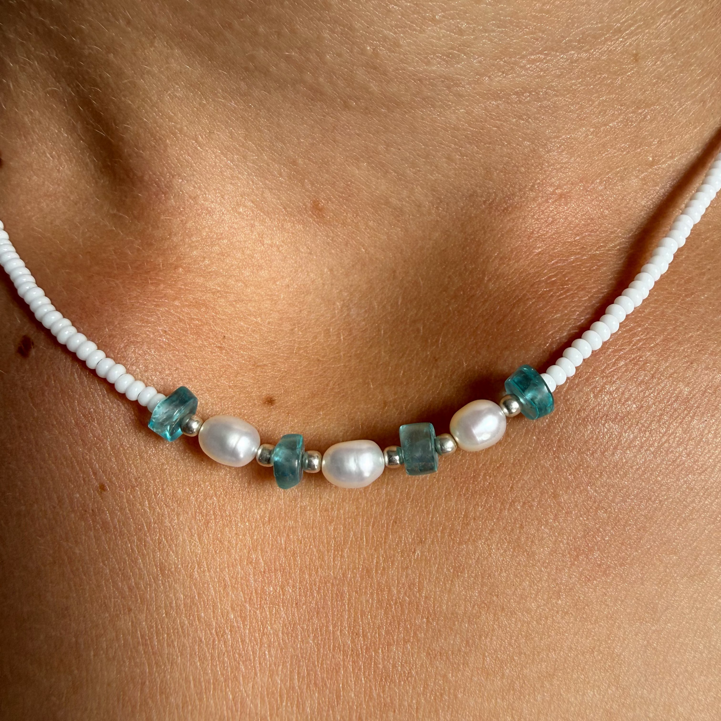 Collier Apatite &amp; Perle d'eau douce