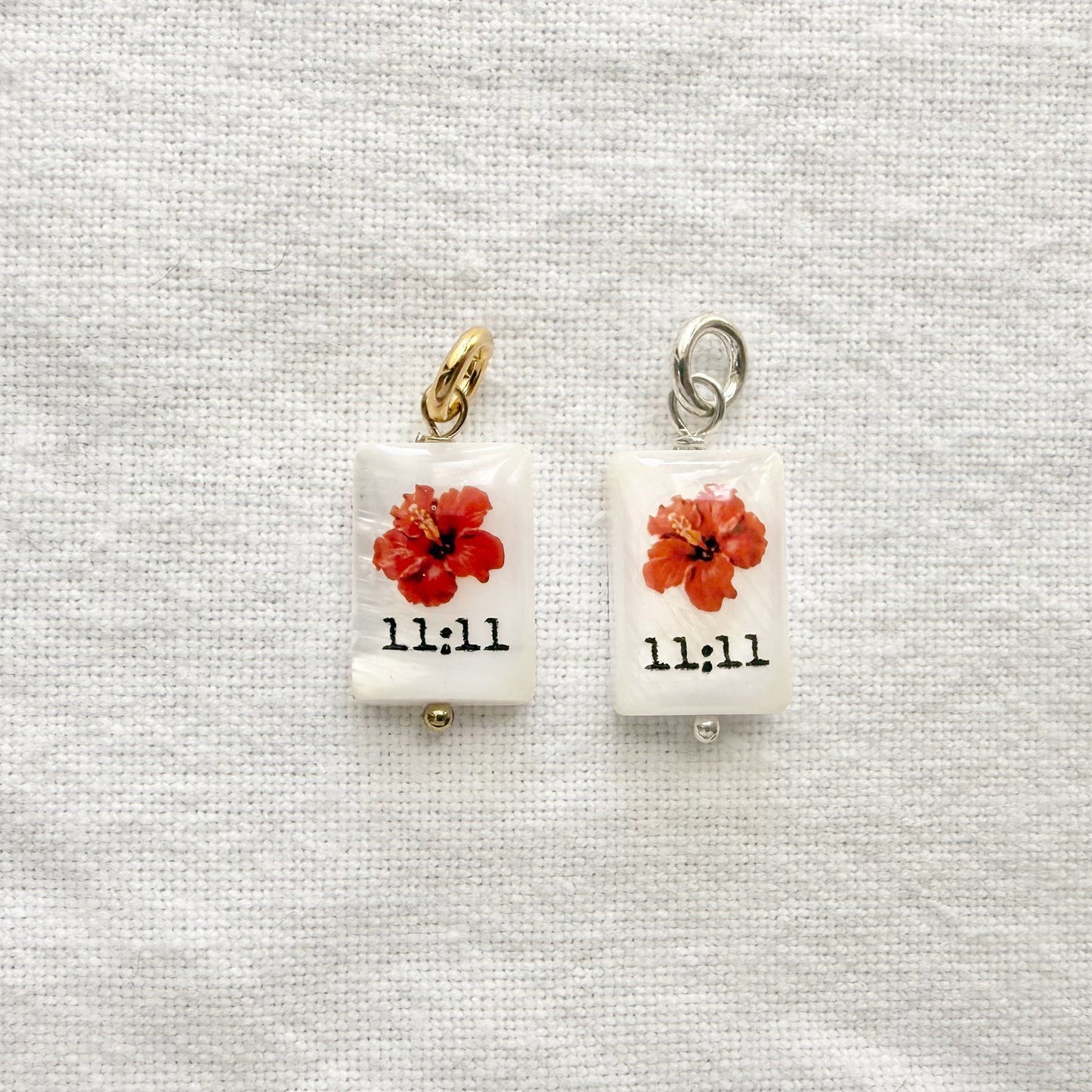 Red Hibiscus 11:11 pendant