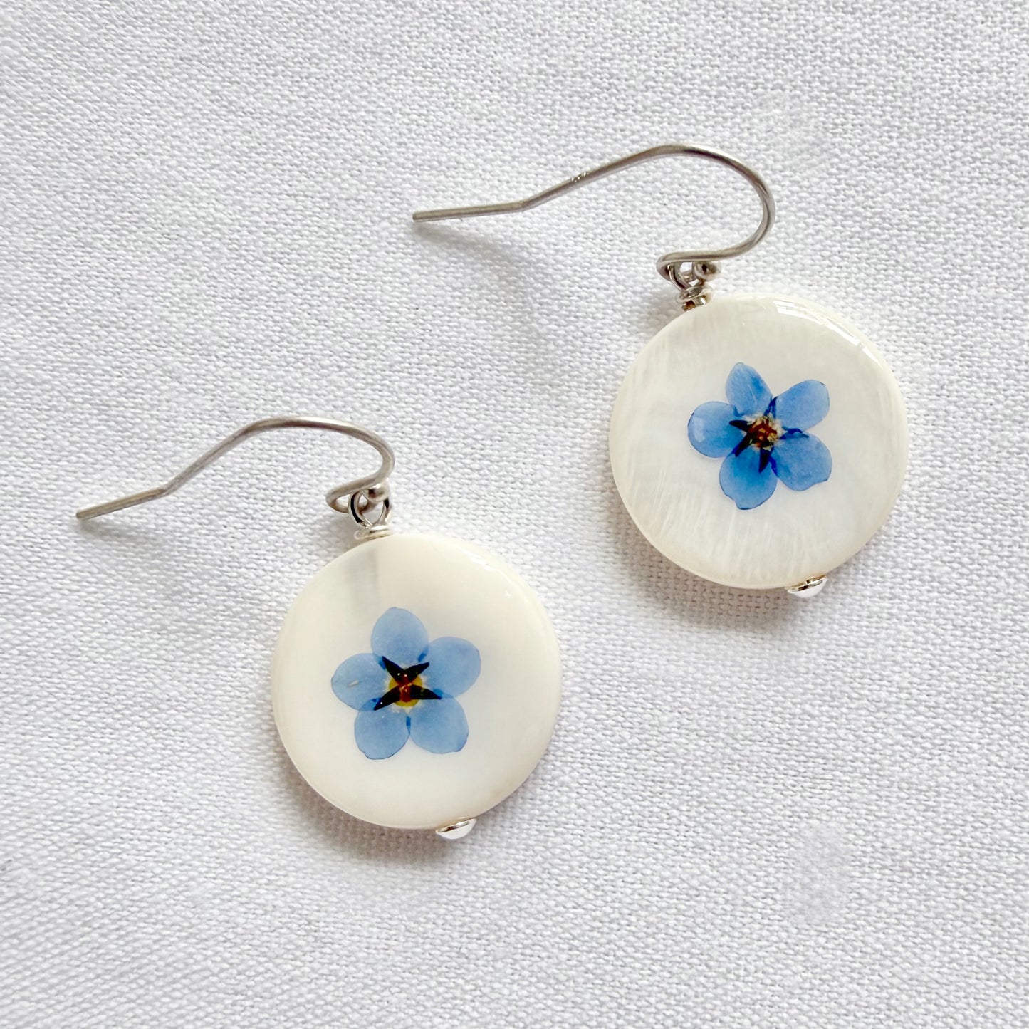 Large forget-me-not hook earrings
