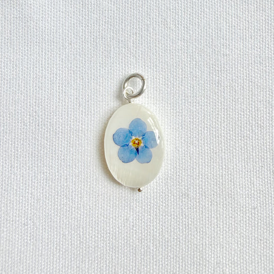 Oval forget-me-not pendant