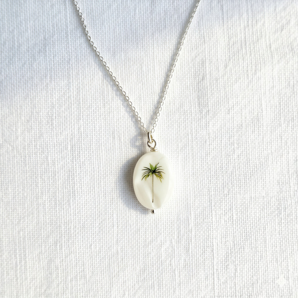 California Palm Tree oval on sterling silver chain