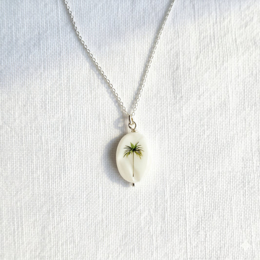 California Palm Tree oval on sterling silver chain
