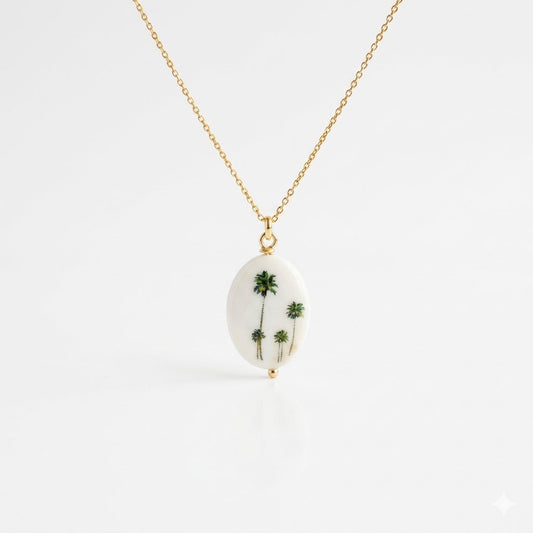 Palm Trees necklace 24k Gold Plated Sterling Silver
