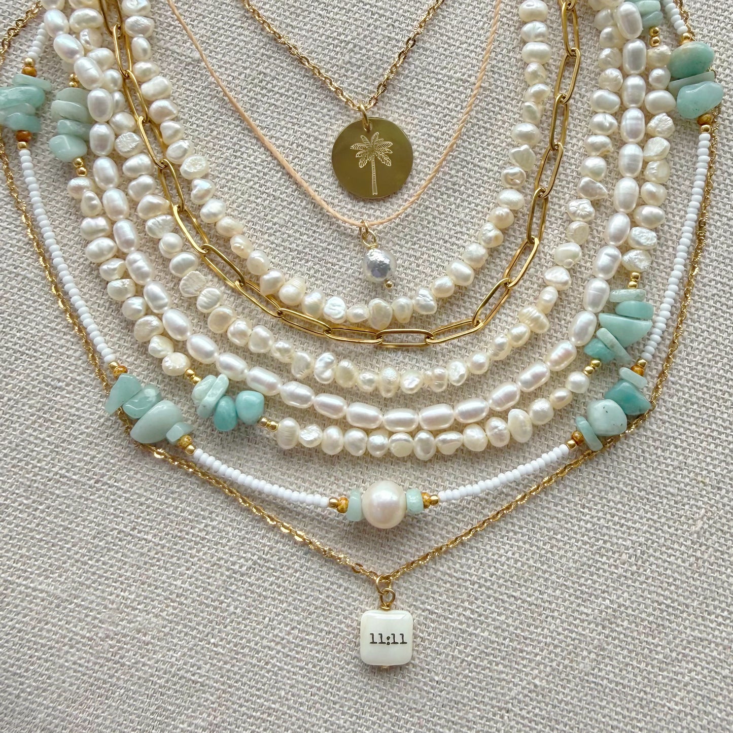11:11 Mother of pearl 18K Gold plated necklace