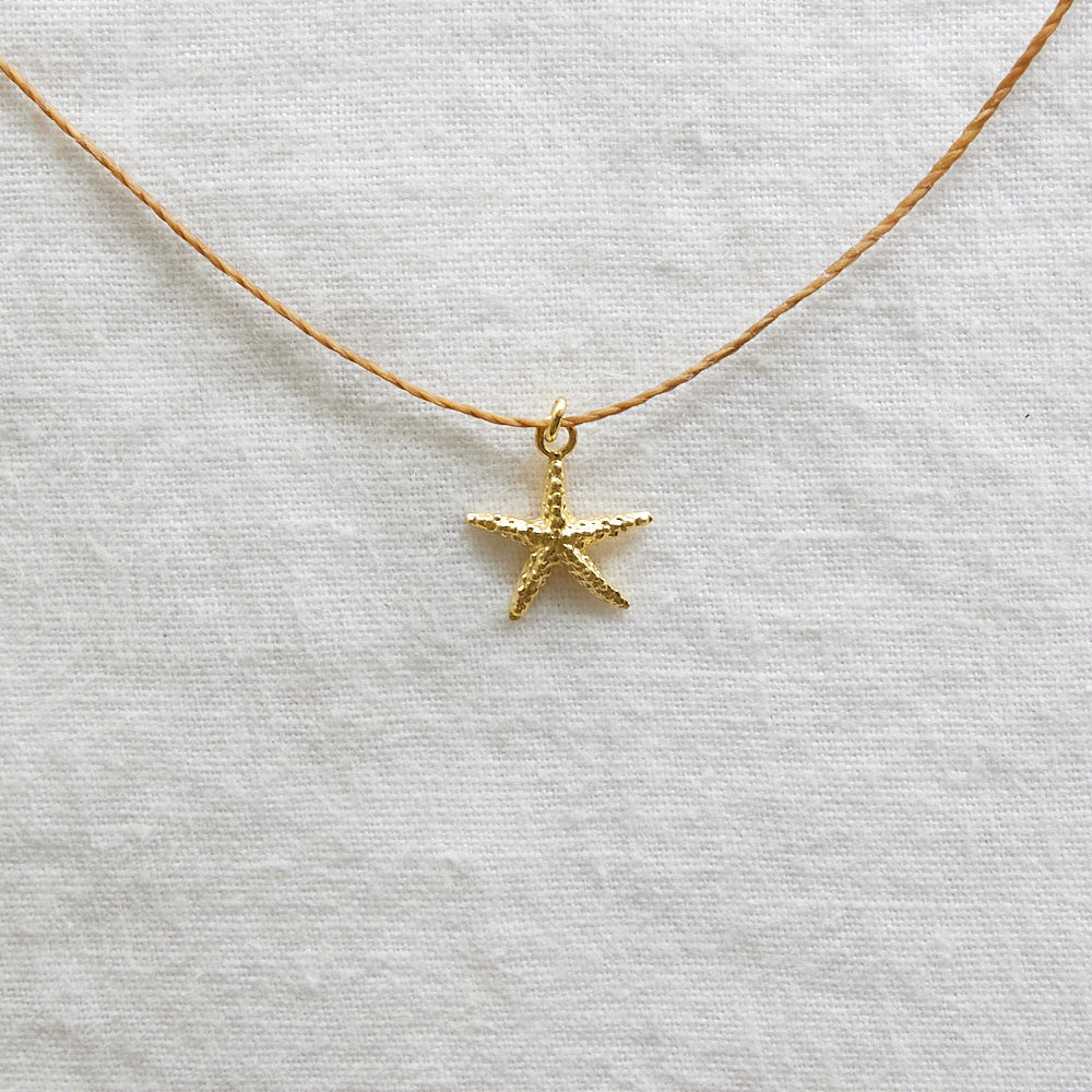 Starfish cord necklace 24k gold plated