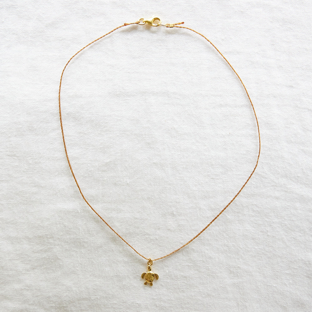 Turtle cord necklace 24k gold plated