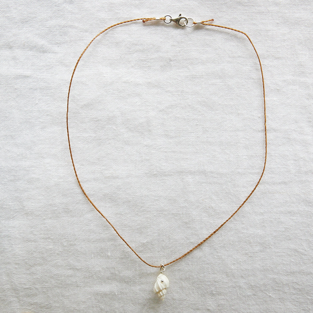 Natural shell cord necklace sterling silver