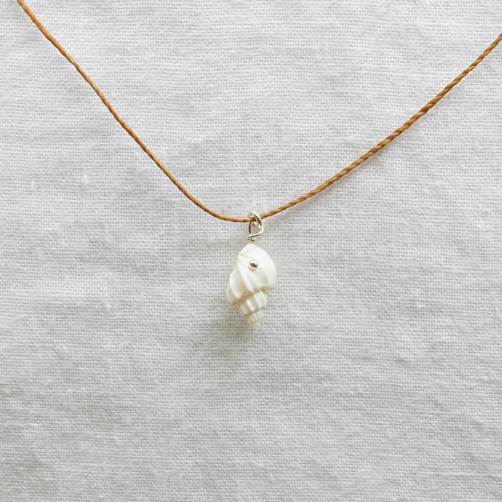 Natural shell cord necklace sterling silver