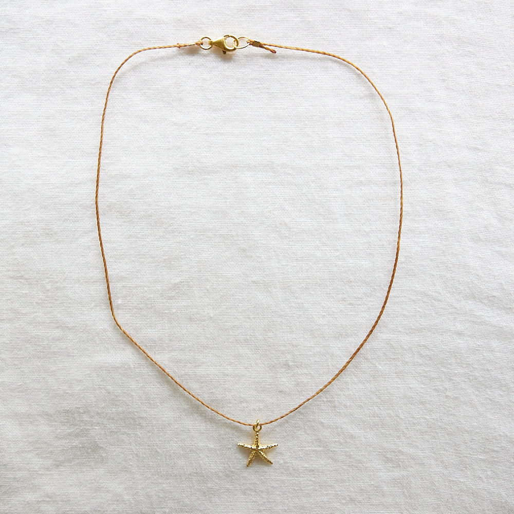 Starfish cord necklace 24k gold plated