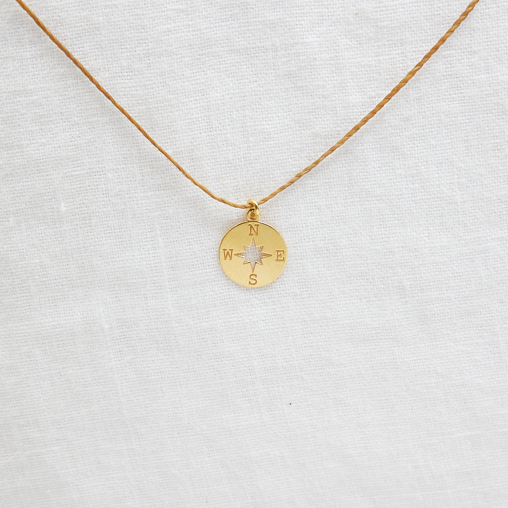Compass cord necklace