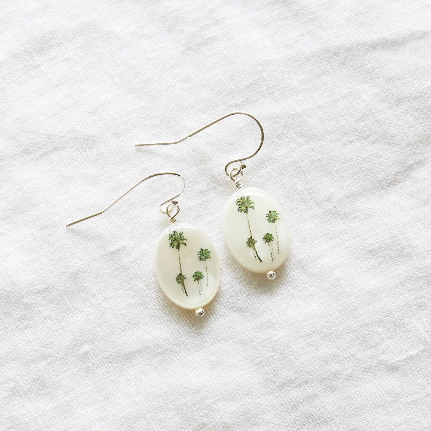 Boucles d'oreilles crochets argent massif palmiers