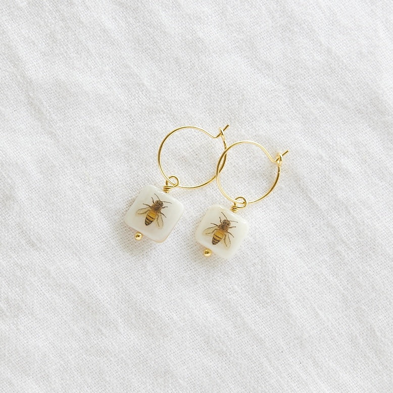 Créoles Abeille plaqué or 24 carats