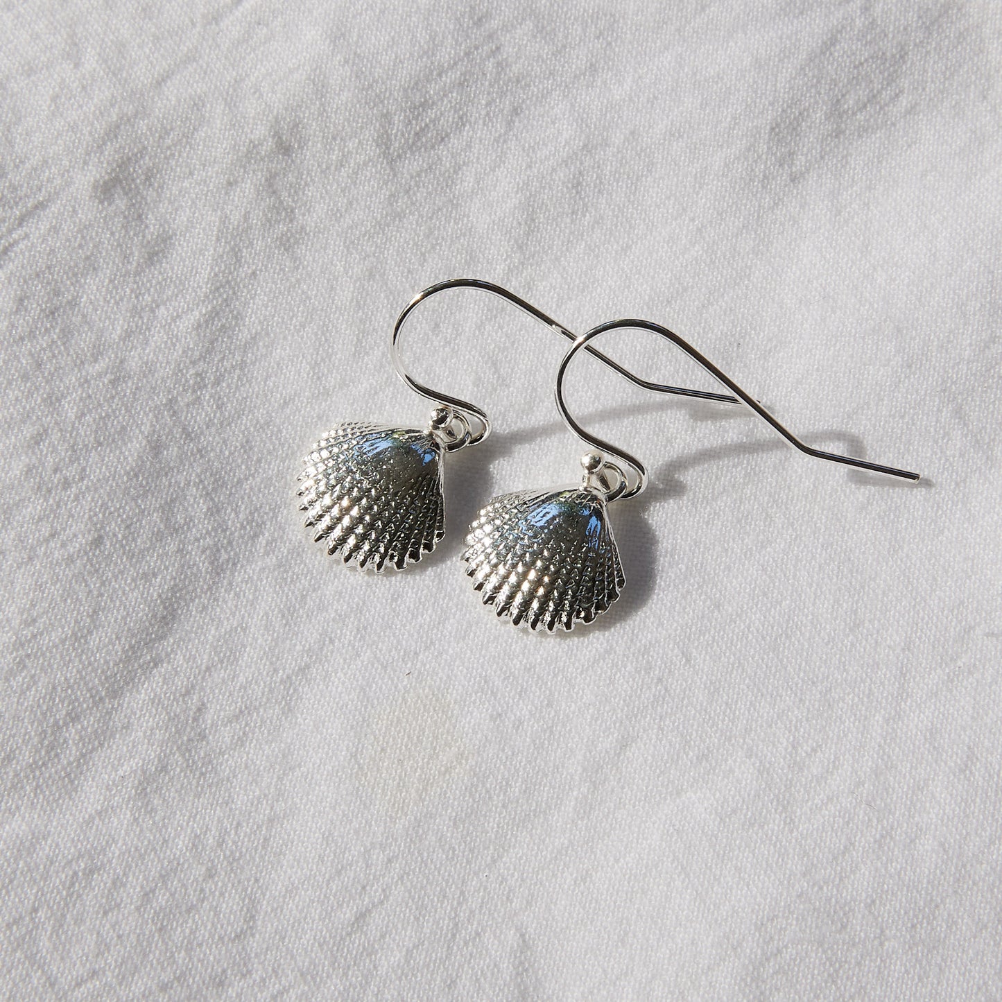 Seashell hook earrings sterling silver