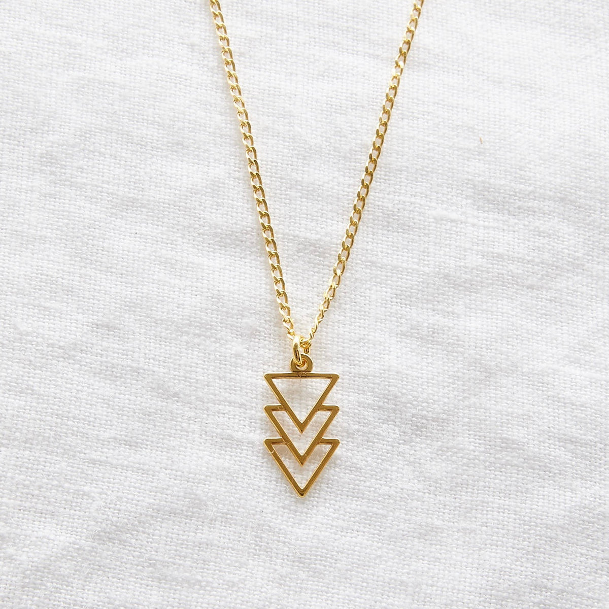 Triangles on 24k gold plated sterling silver chain