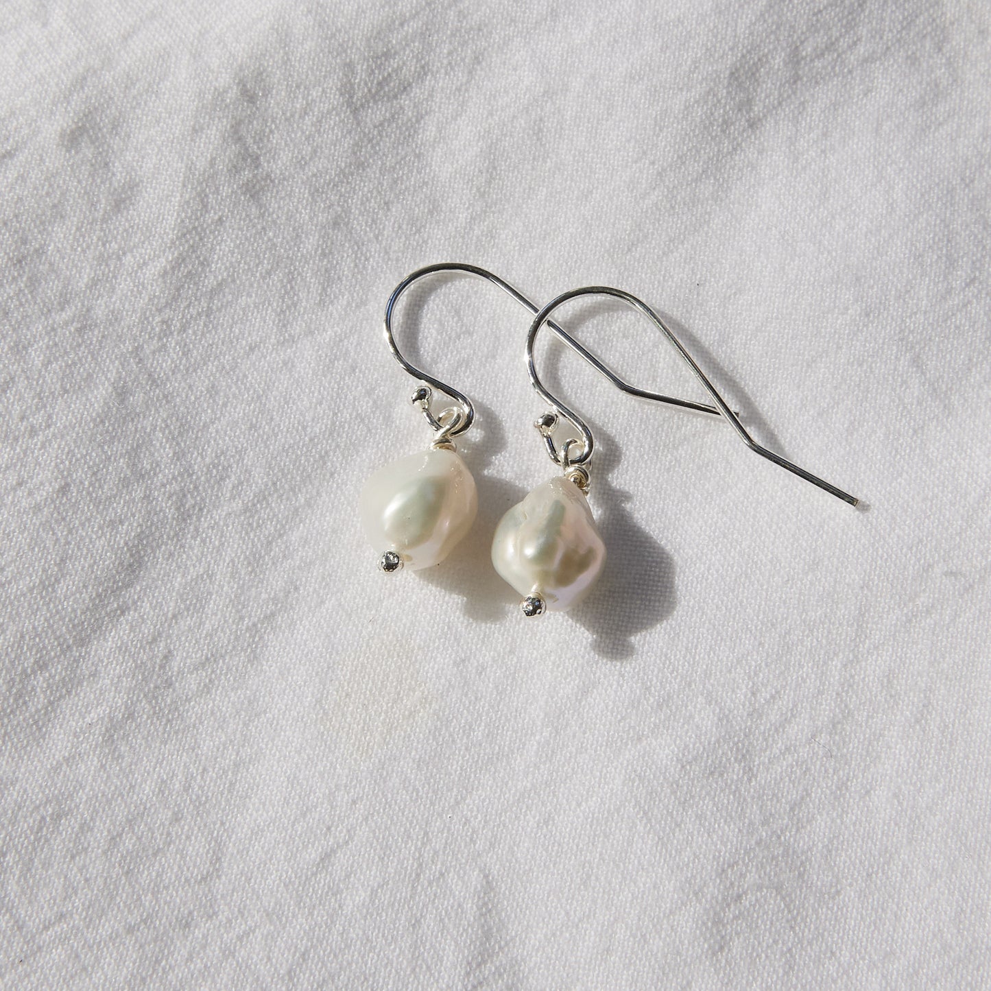 Freshwater pearl hook earrings sterling silver