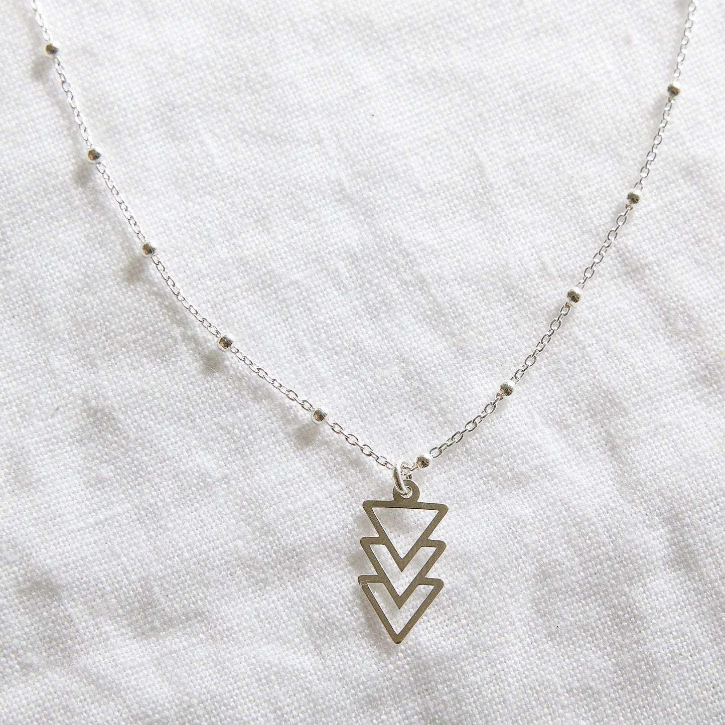 Triangles on sterling silver ball chain