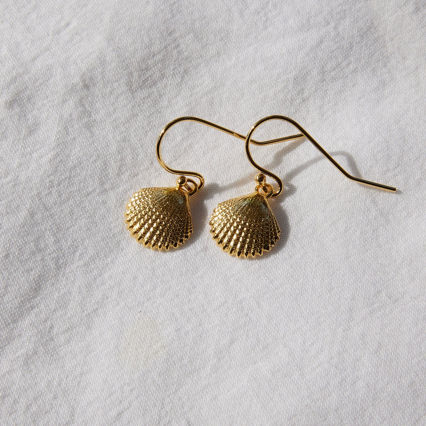 Seashell Hook Earrings 24k gold plated sterling silver