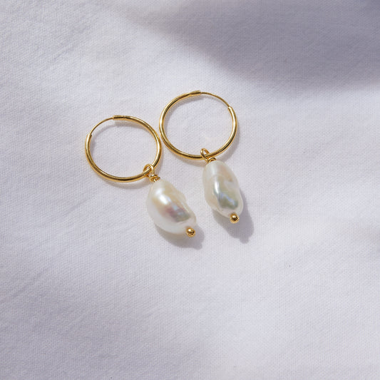 Freshwater pearl hoops 24k Gold plated sterling silver