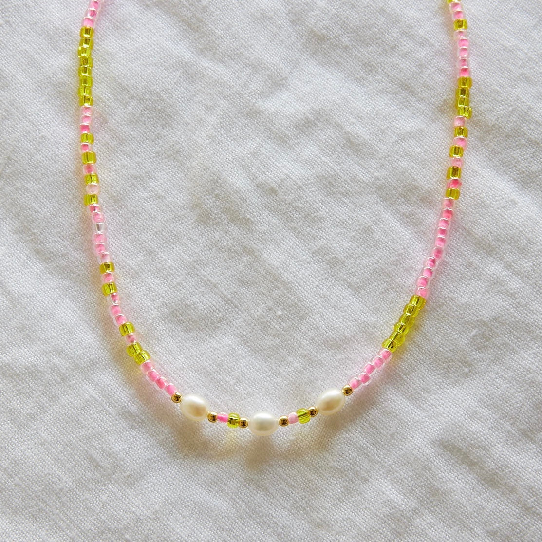 Pink Skies beaded Necklace