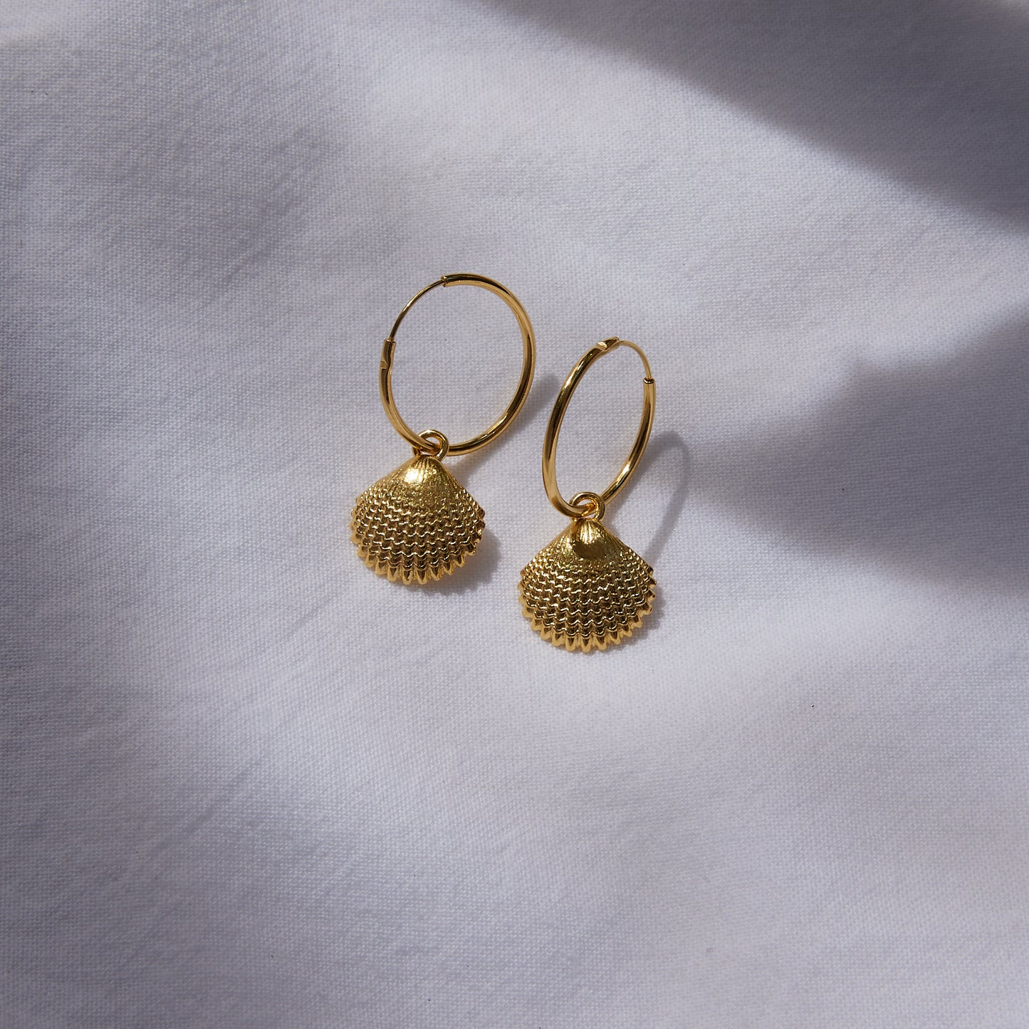 Seashell Hoops 24k Gold Plated sterling silver