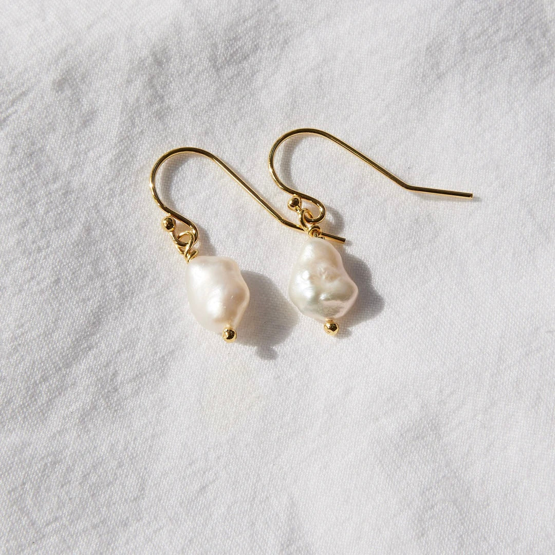 Freshwater Pearl Hook Earrings 24k Gold plated sterling silver