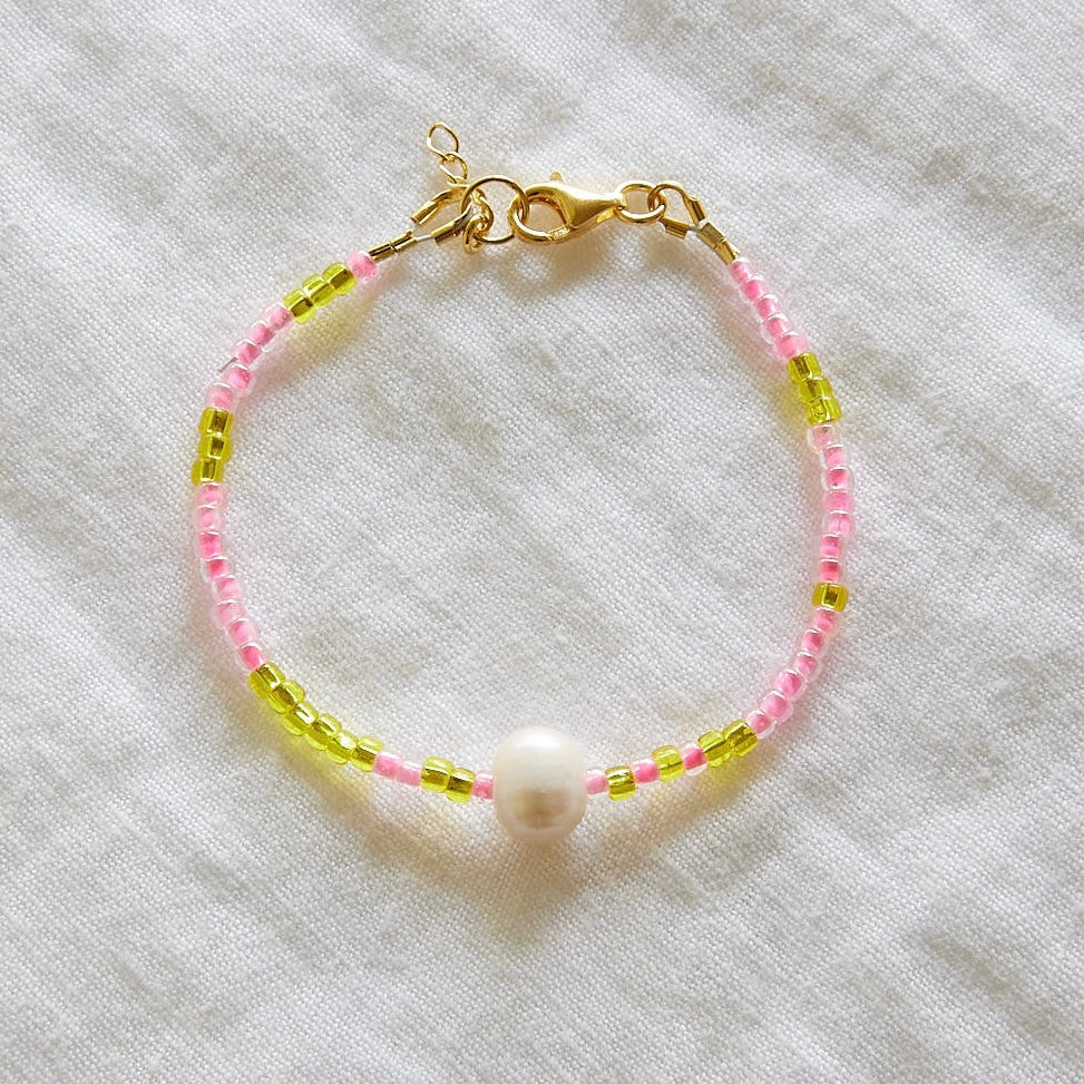 Bracelet de perles ciel rose