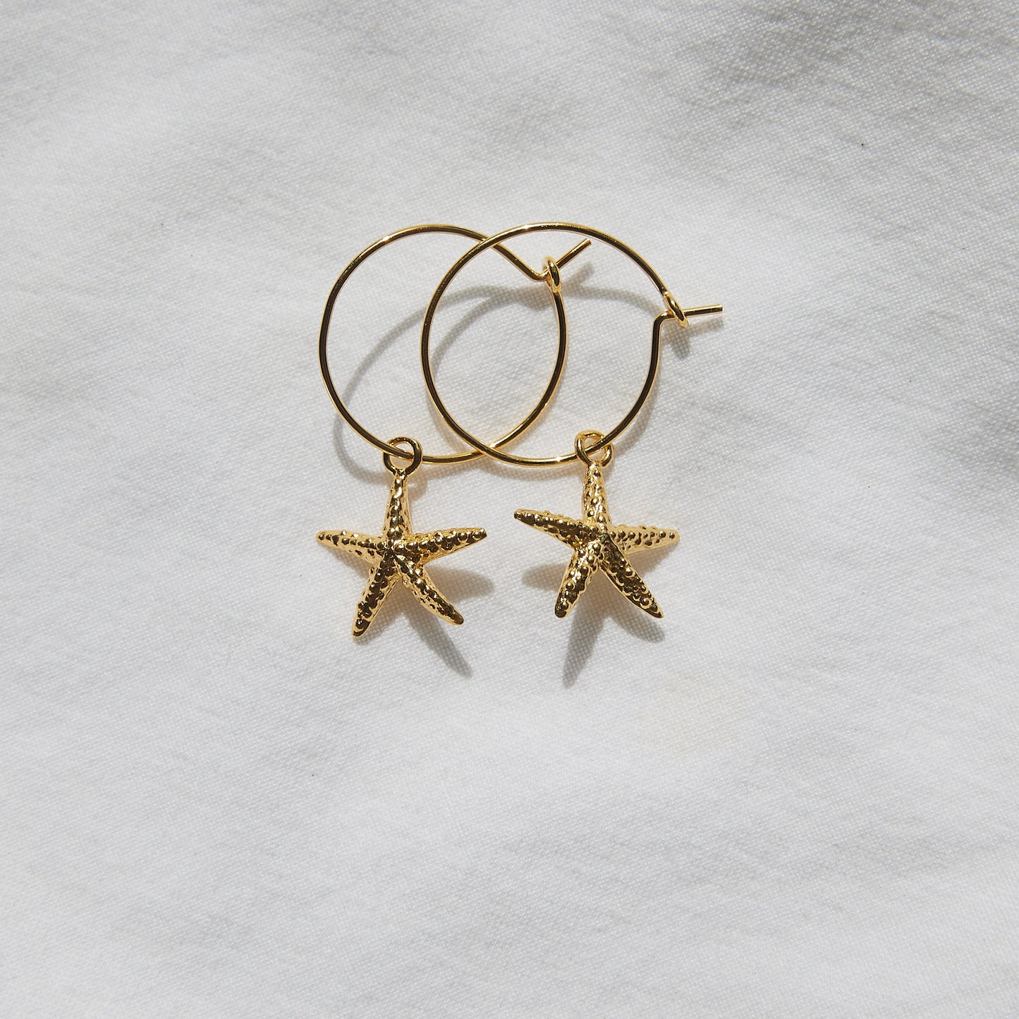 Starfish hoops 24k gold plated sterling silver