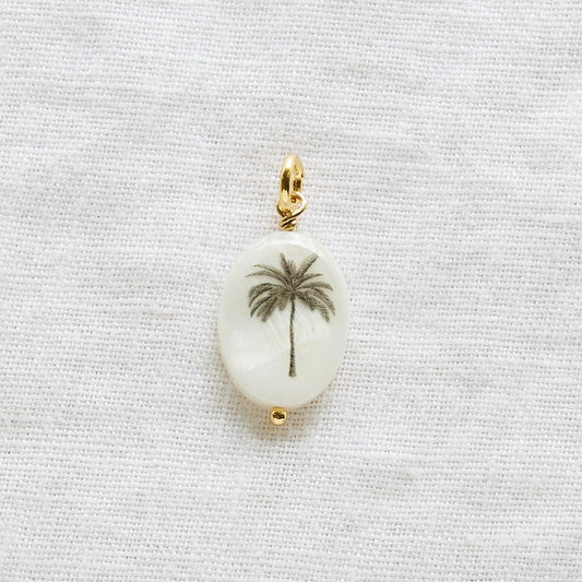 Palm Tree silhouette oval pendant
