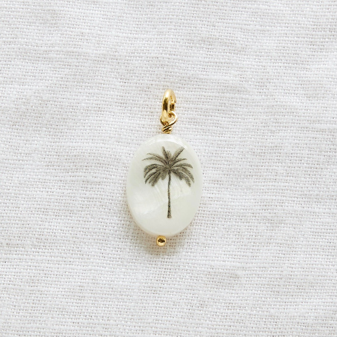 Palm Tree silhouette oval pendant